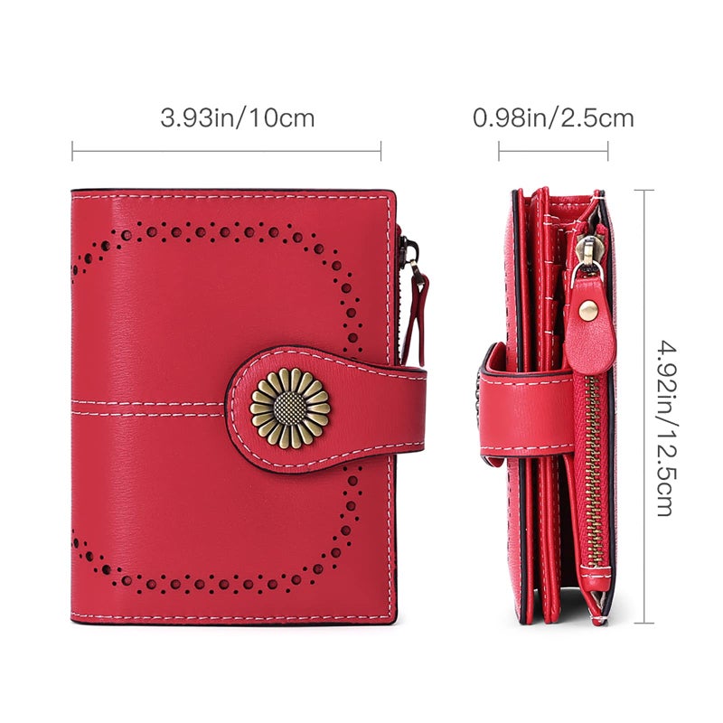 SENDEFN Small Womens Wallet Leather Bifold Card Holder RFID Blocking with Zipper Coin Pocket - Image 3